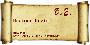Breiner Ervin névjegykártya