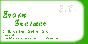 ervin breiner business card